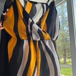 One piece thigh length black and yellow